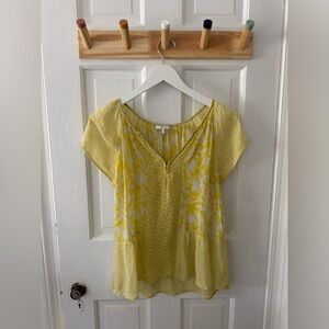 Joie 'Anerae' Silk Top Yellow-Lime